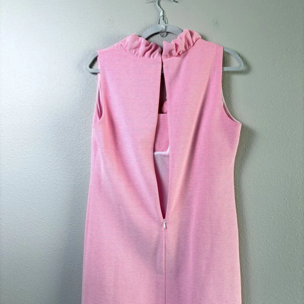 Lilly Pulitzer Tisbury Sleeveless Shift Dress Size L Pink Stripe V Neck Preppy - Picture 4 of 10